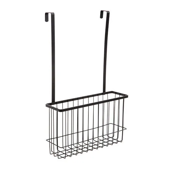 Nordic style metal kitchen hanging shelf in black mounted on wall with spices