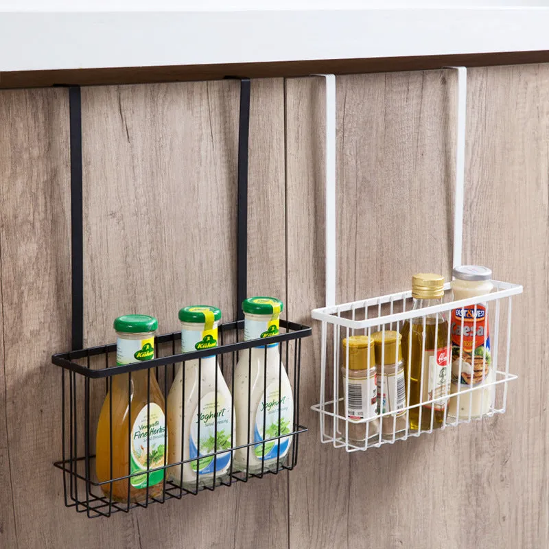 Nordic style metal kitchen hanging shelf in black mounted on wall with spices