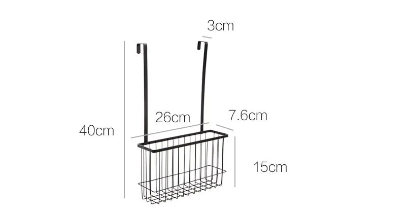 Nordic style metal kitchen hanging shelf in black mounted on wall with spices