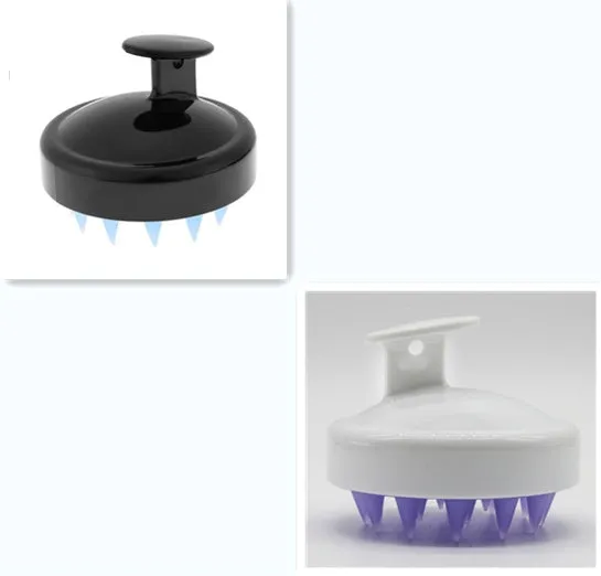 Silicone shampoo brush scalp massage comb 8x8x7cm in black