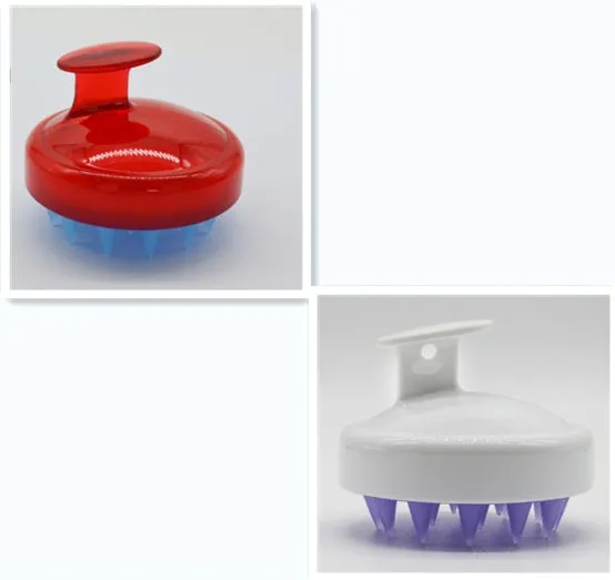 Silicone shampoo brush scalp massage comb 8x8x7cm in black