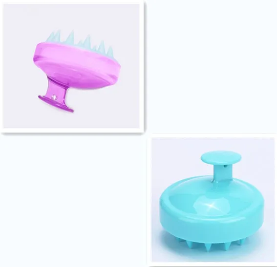 Silicone shampoo brush scalp massage comb 8x8x7cm in black