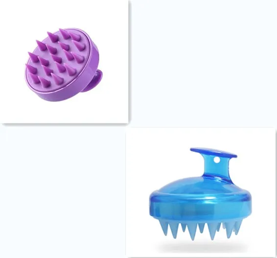 Silicone shampoo brush scalp massage comb 8x8x7cm in black