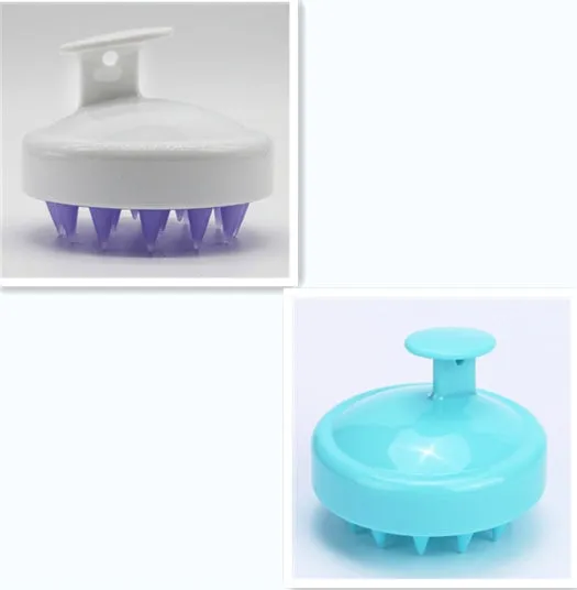 Silicone shampoo brush scalp massage comb 8x8x7cm in black