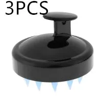Silicone shampoo brush scalp massage comb 8x8x7cm in black