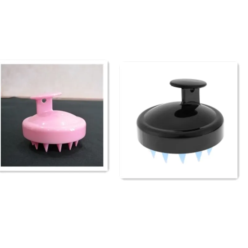 Silicone shampoo brush scalp massage comb 8x8x7cm in black
