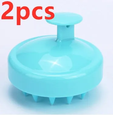 Silicone shampoo brush scalp massage comb 8x8x7cm in black