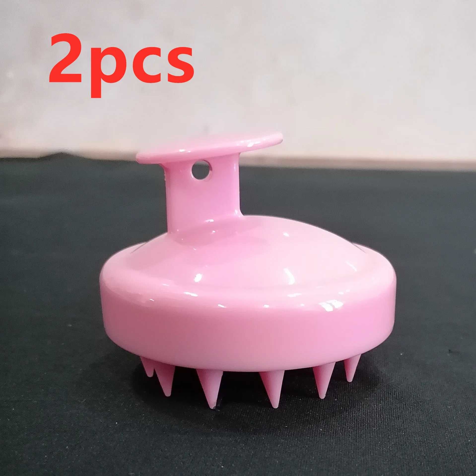 Silicone shampoo brush scalp massage comb 8x8x7cm in black