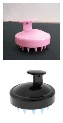 Silicone shampoo brush scalp massage comb 8x8x7cm in black