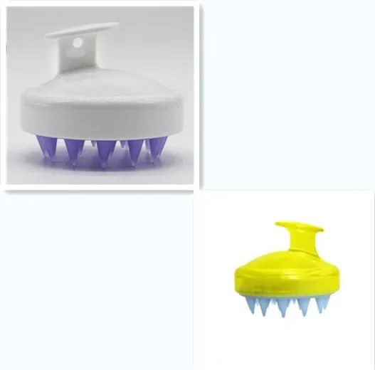 Silicone shampoo brush scalp massage comb 8x8x7cm in black
