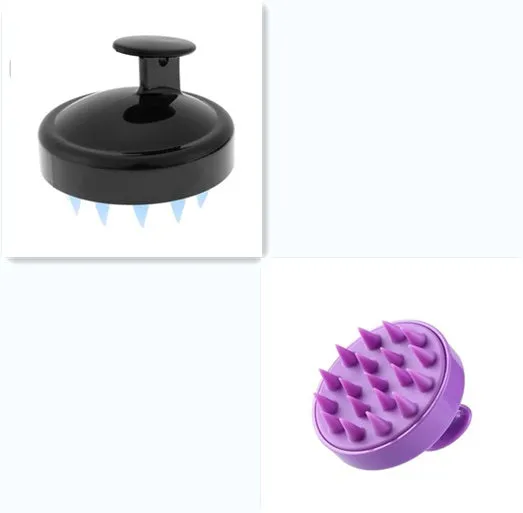 Silicone shampoo brush scalp massage comb 8x8x7cm in black