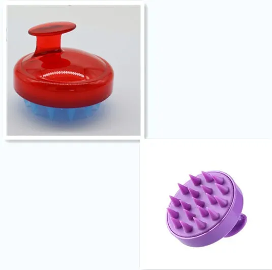 Silicone shampoo brush scalp massage comb 8x8x7cm in black