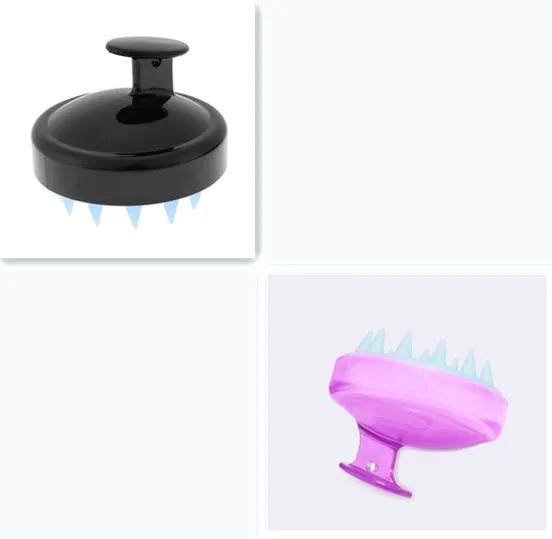 Silicone shampoo brush scalp massage comb 8x8x7cm in black