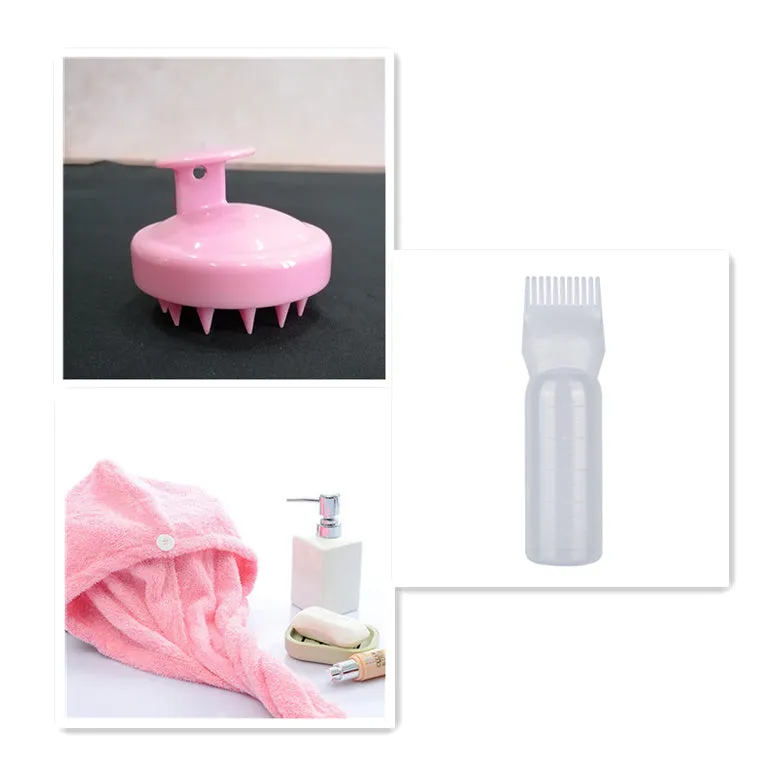 Silicone shampoo brush scalp massage comb 8x8x7cm in black