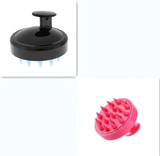 Silicone shampoo brush scalp massage comb 8x8x7cm in black