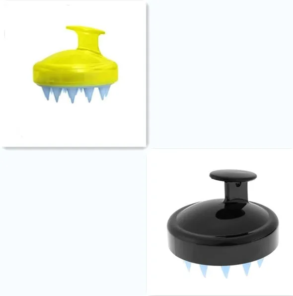 Silicone shampoo brush scalp massage comb 8x8x7cm in black