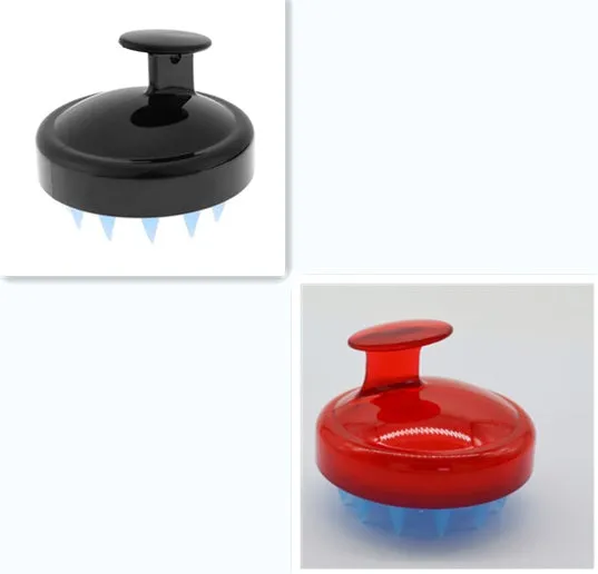 Silicone shampoo brush scalp massage comb 8x8x7cm in black