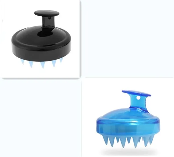 Silicone shampoo brush scalp massage comb 8x8x7cm in black