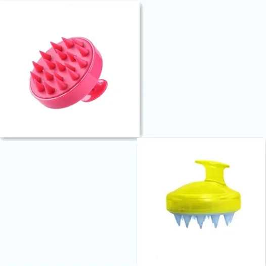 Silicone shampoo brush scalp massage comb 8x8x7cm in black