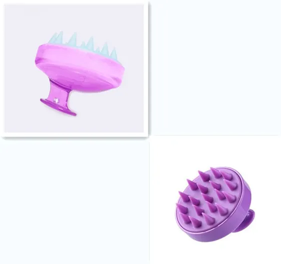 Silicone shampoo brush scalp massage comb 8x8x7cm in black