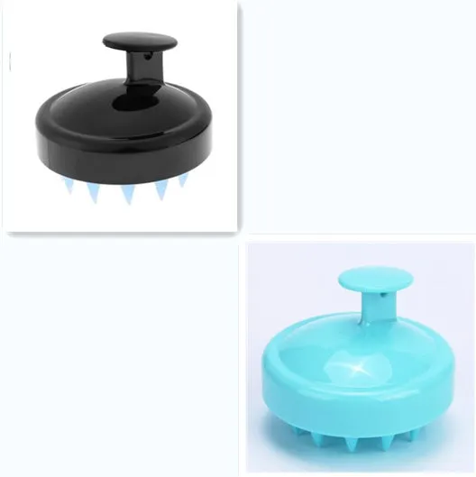 Silicone shampoo brush scalp massage comb 8x8x7cm in black