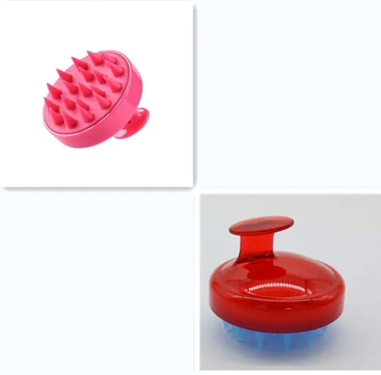 Silicone shampoo brush scalp massage comb 8x8x7cm in black