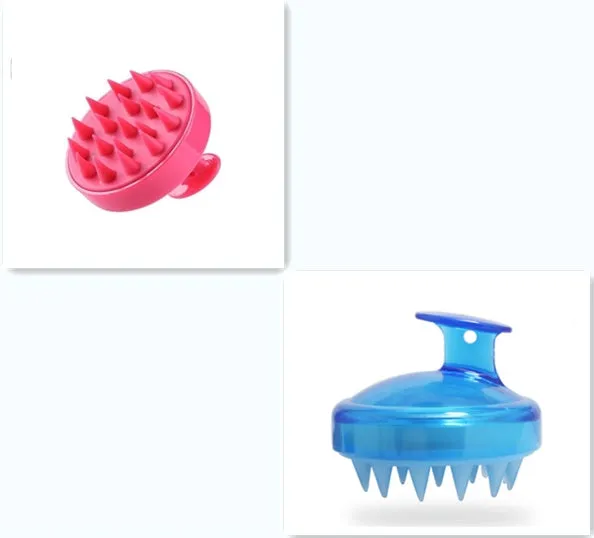 Silicone shampoo brush scalp massage comb 8x8x7cm in black