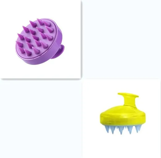 Silicone shampoo brush scalp massage comb 8x8x7cm in black