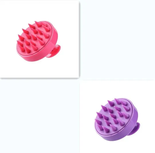 Silicone shampoo brush scalp massage comb 8x8x7cm in black