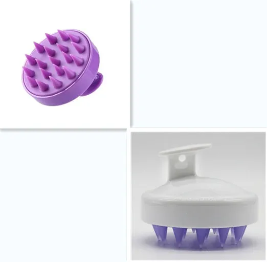 Silicone shampoo brush scalp massage comb 8x8x7cm in black
