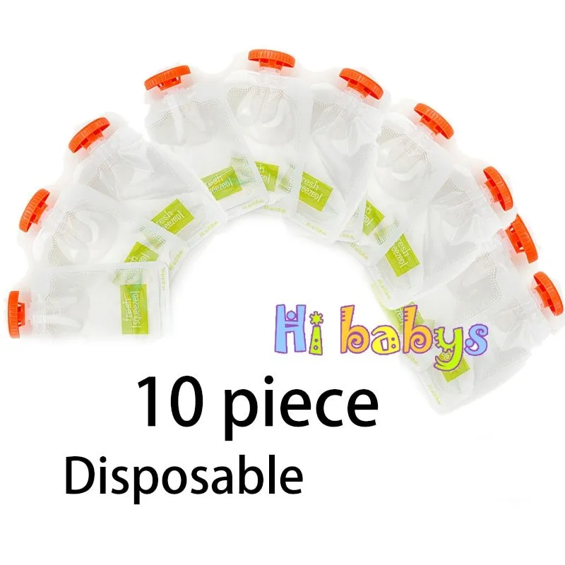 Baby food Squeeze Station machine with 4oz pouches and spoons on a table