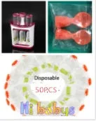 Baby food Squeeze Station machine with 4oz pouches and spoons on a table