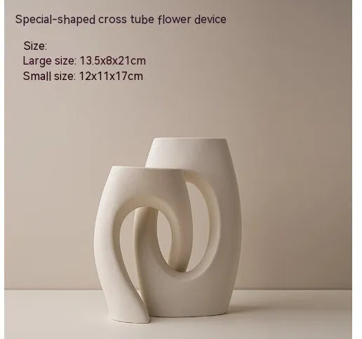 Ceramic soft vase second generation, handmade glazed, white large size on a table as decorative centrepiece