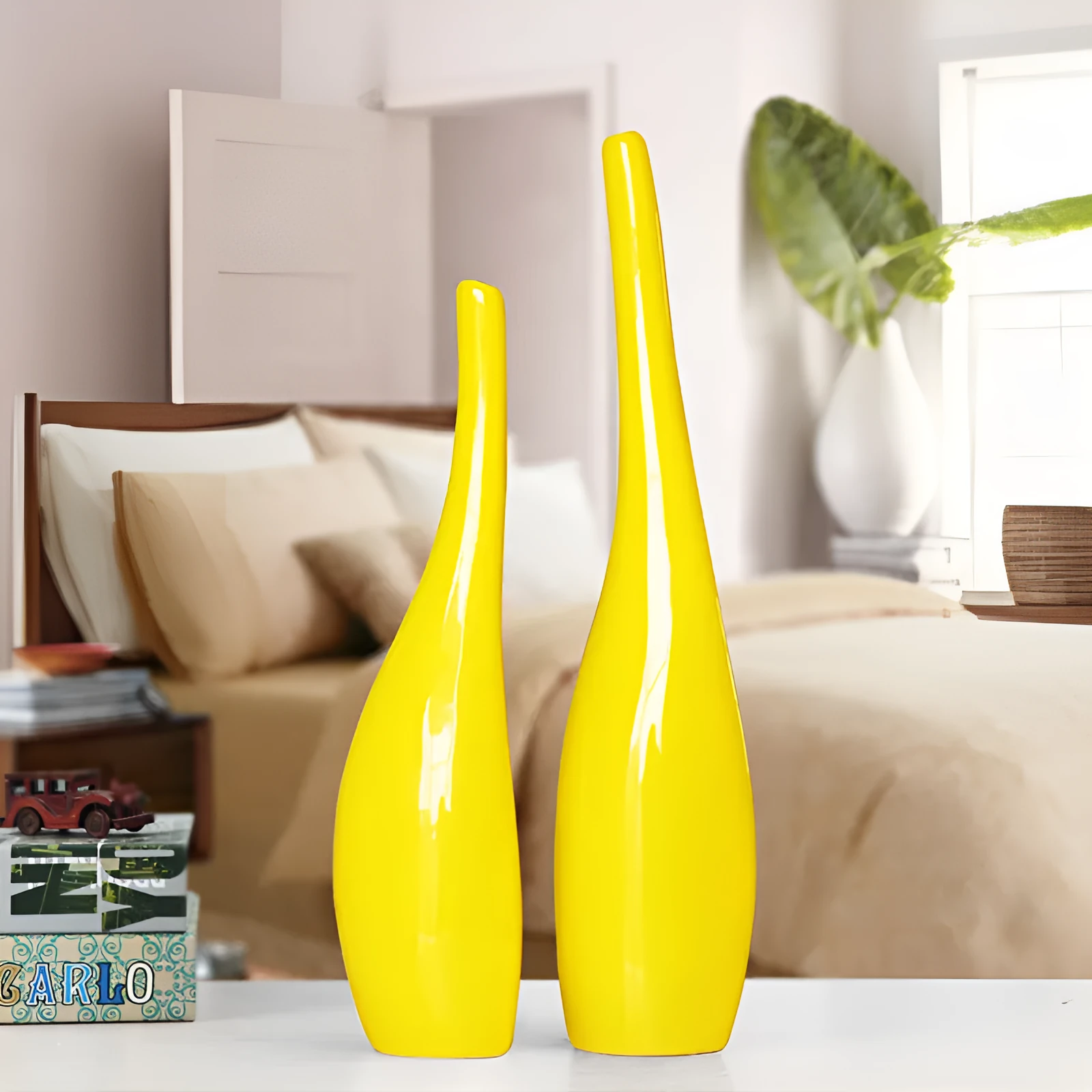 Nordic gold plating ceramic curved bottle vases in modern home decor style