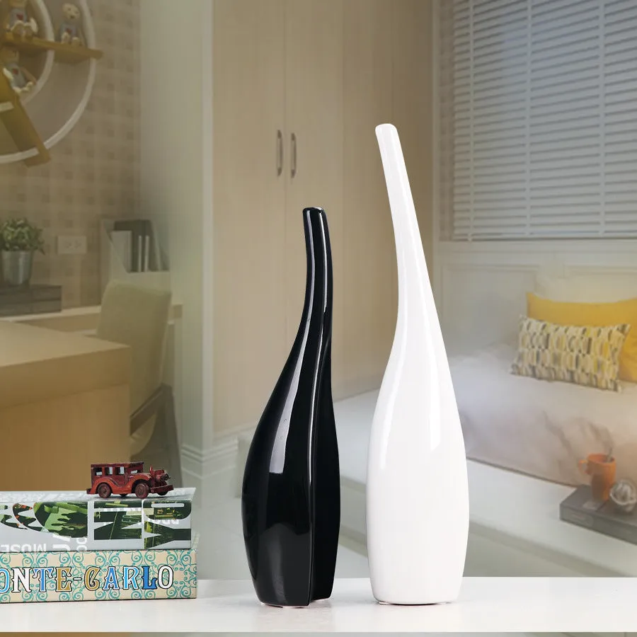 Nordic gold plating ceramic curved bottle vases in modern home decor style