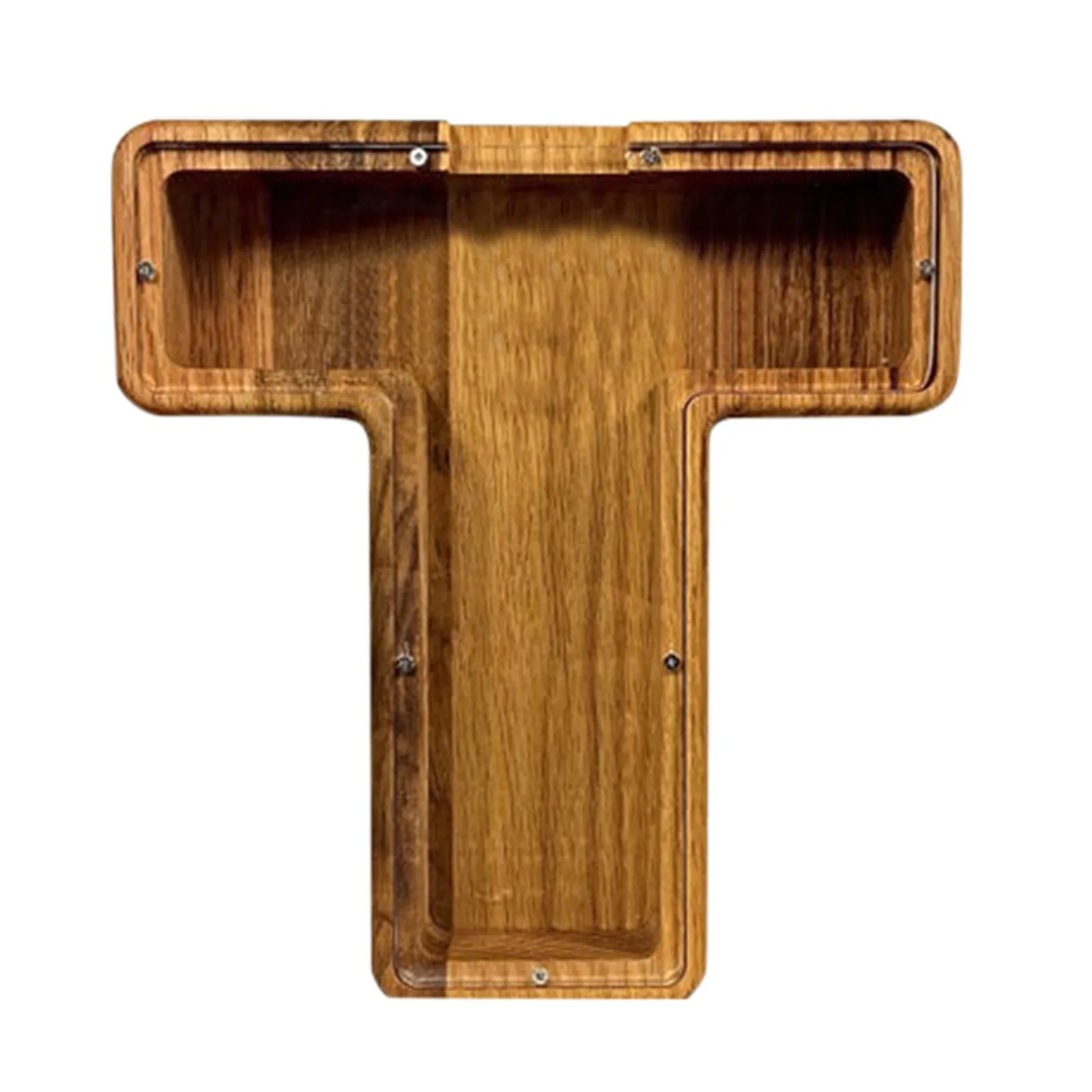 Wooden letter piggy bank in Nordic style polished wood personalised initial coin saving box