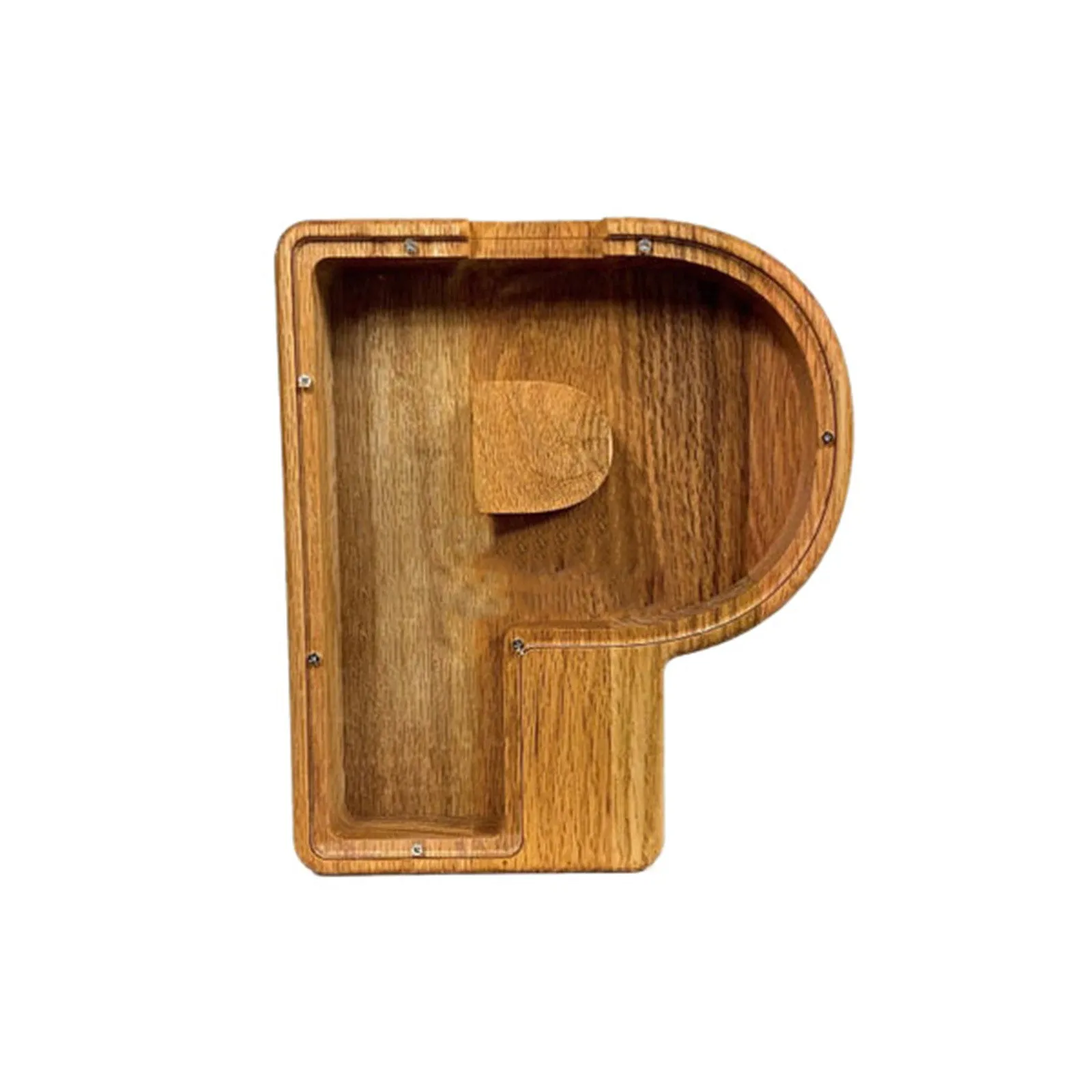 Wooden letter piggy bank in Nordic style polished wood personalised initial coin saving box