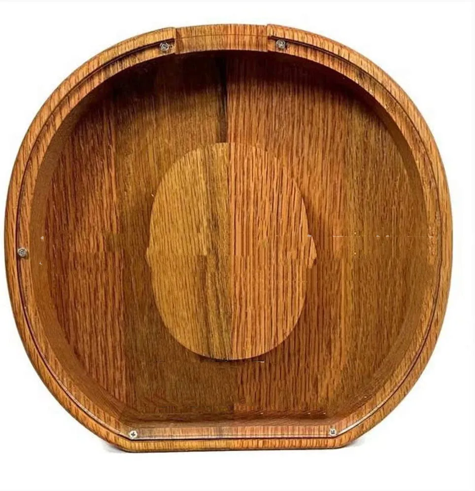 Wooden letter piggy bank in Nordic style polished wood personalised initial coin saving box