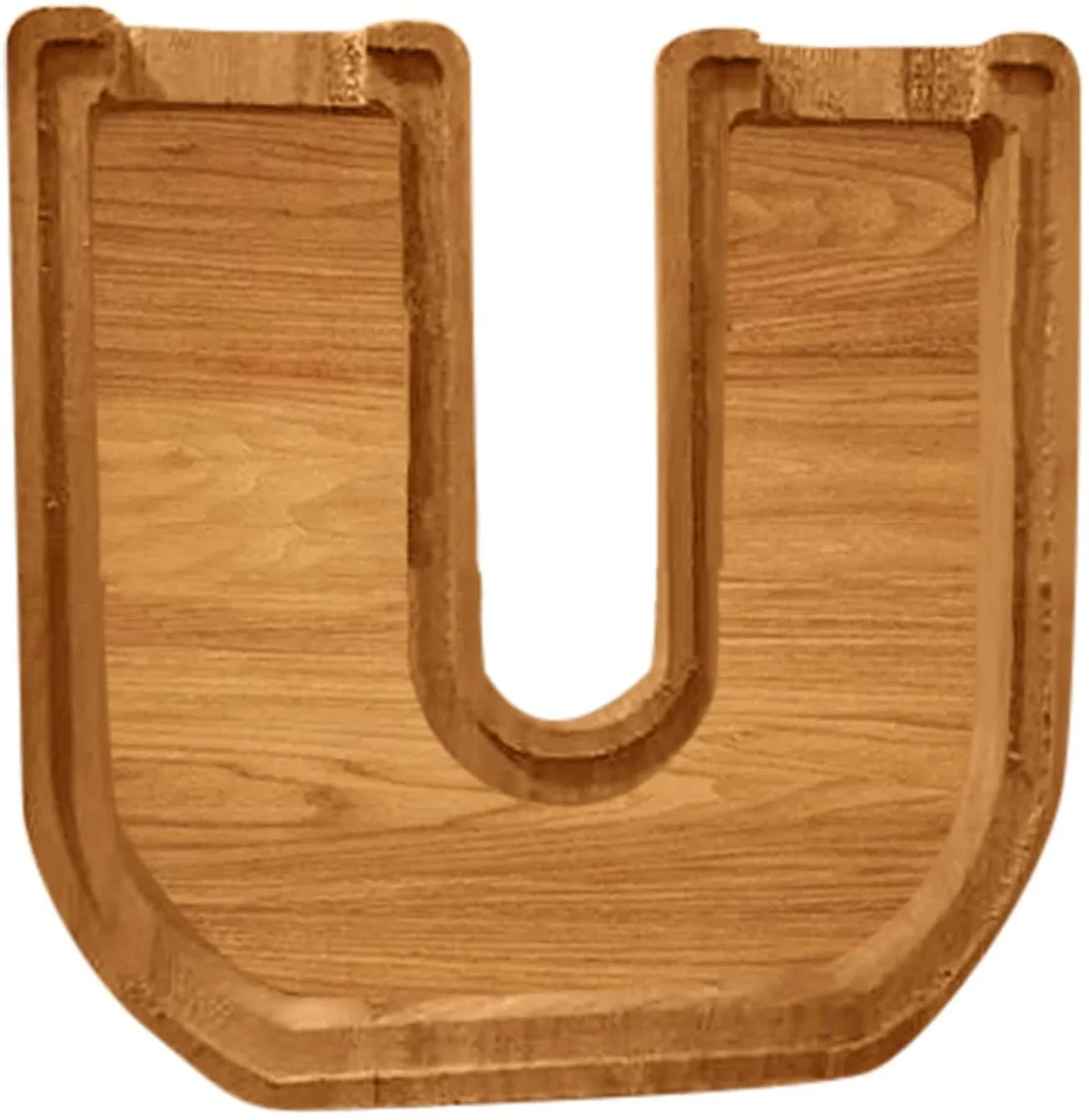 Wooden letter piggy bank in Nordic style polished wood personalised initial coin saving box