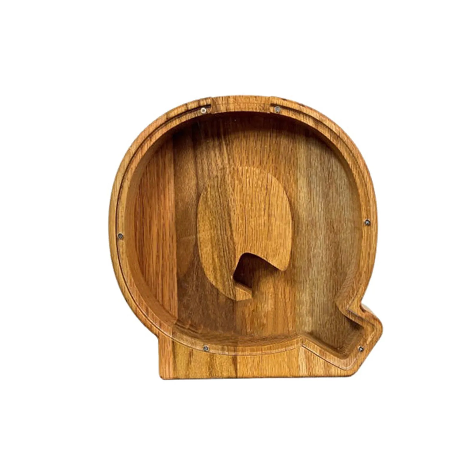 Wooden letter piggy bank in Nordic style polished wood personalised initial coin saving box