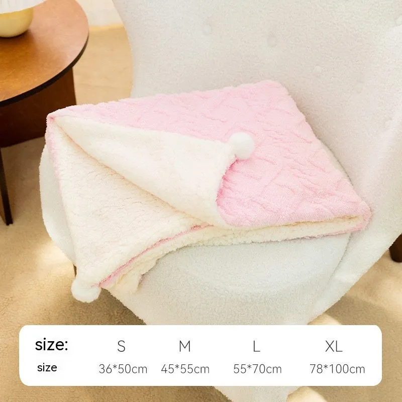 Ins style solid colour pet blanket floor mat in cloth for cats and dogs with size options