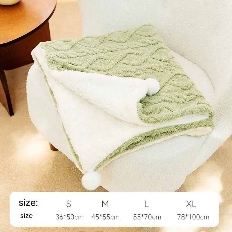 Ins style solid colour pet blanket floor mat in cloth for cats and dogs with size options