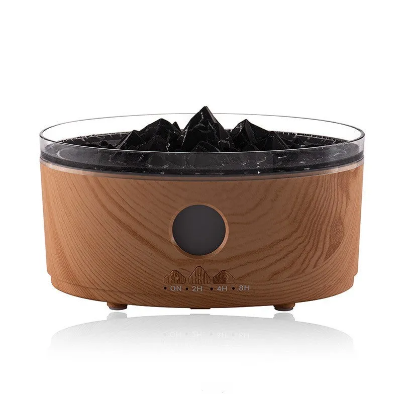 Desktop volcano aroma diffuser humidifier with 300mL tank and remote control in white crack finish