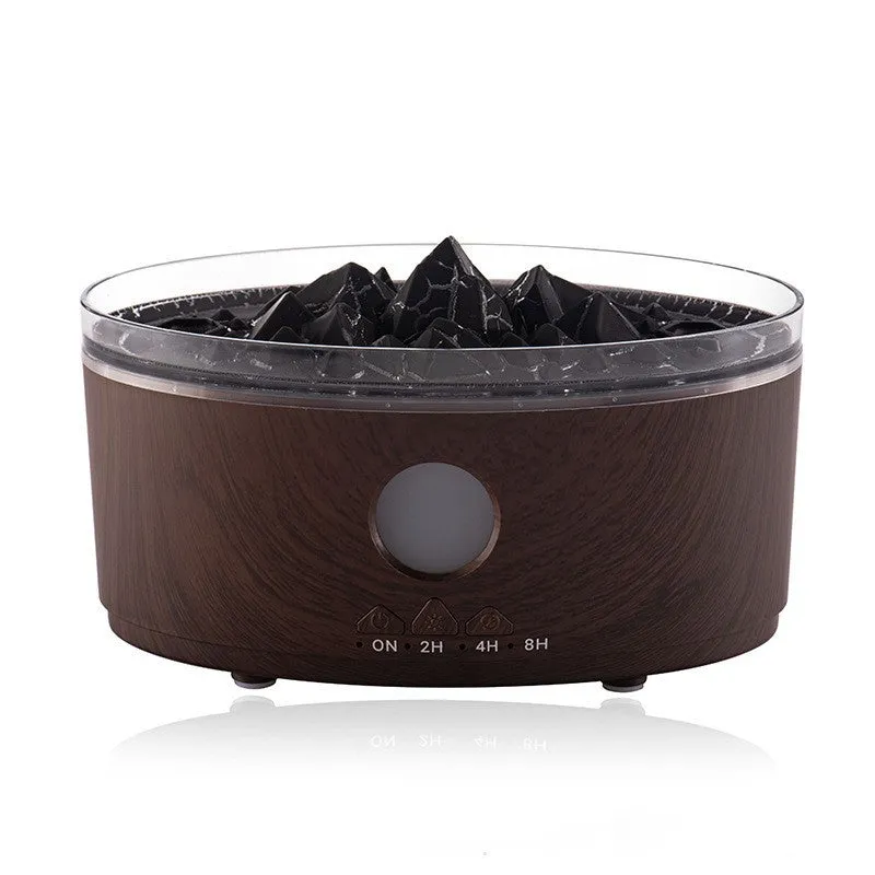 Desktop volcano aroma diffuser humidifier with 300mL tank and remote control in white crack finish
