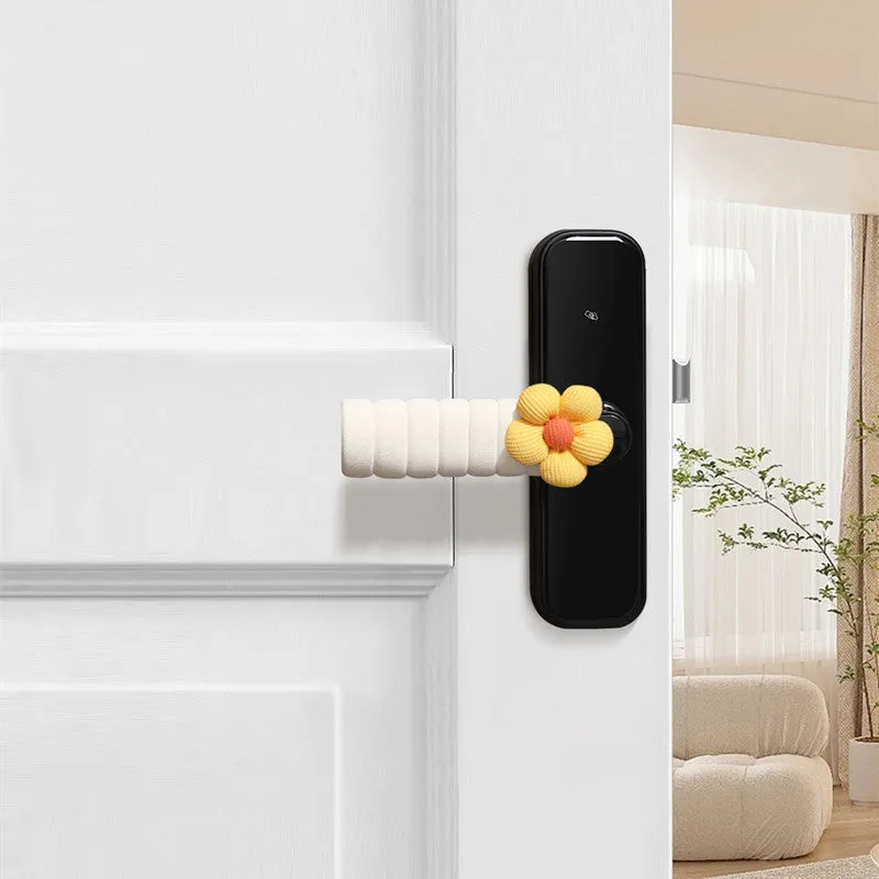 Flower pattern door handle protective casing in round PEVA cover