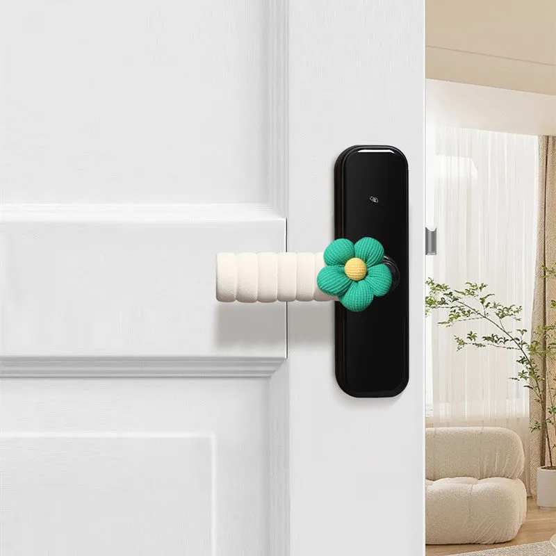 Flower pattern door handle protective casing in round PEVA cover