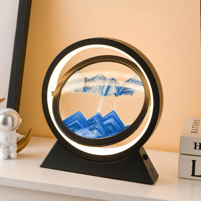 3D dynamic quicksand art ornament in glass casing with plastic base, 24cm tall, in picture colour