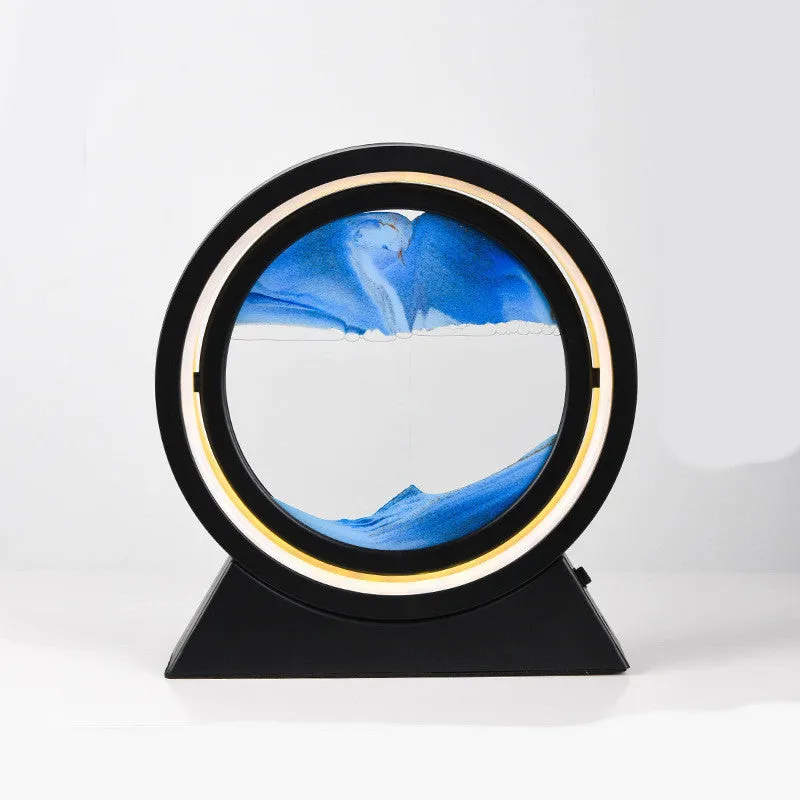 3D dynamic quicksand art ornament in glass casing with plastic base, 24cm tall, in picture colour