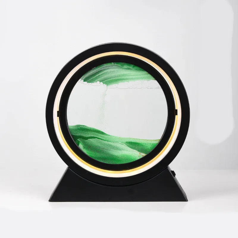 3D dynamic quicksand art ornament in glass casing with plastic base, 24cm tall, in picture colour
