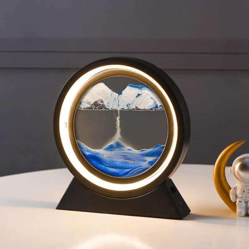 3D dynamic quicksand art ornament in glass casing with plastic base, 24cm tall, in picture colour